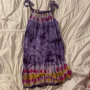 Charming Tie-Dye Kids Dress in Purple and Pink